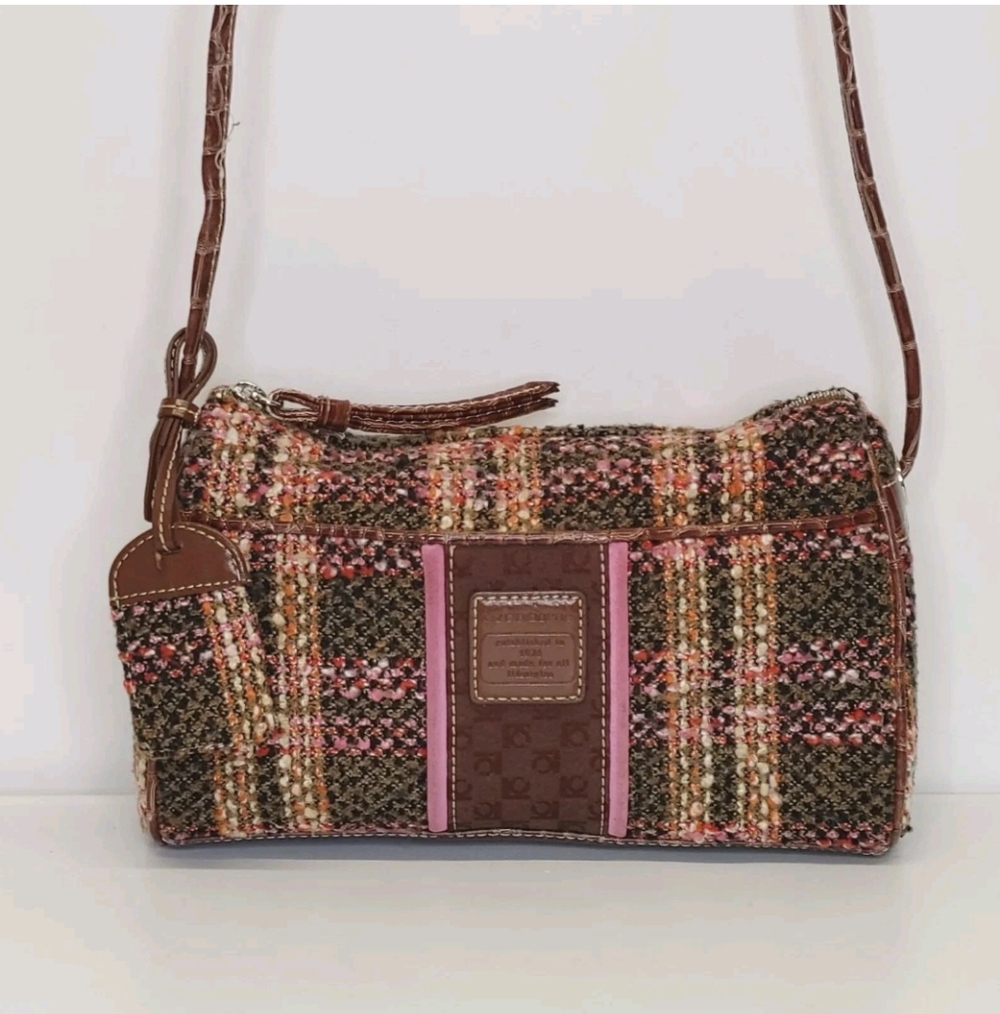 Liz Claiborne Tweed Purse Pink Brown